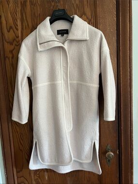 Ann Taylor Cream Zip-Front Trench Coat